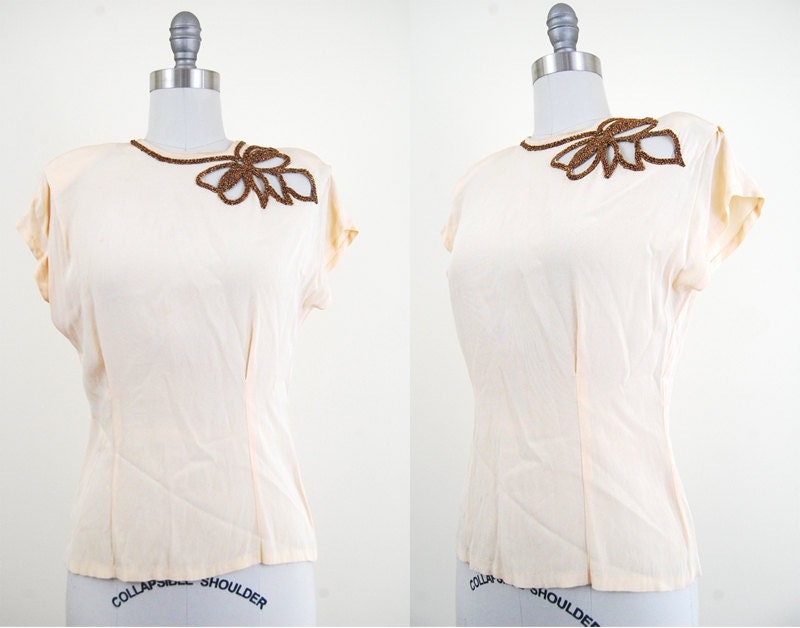 1940s beaded blouse / small