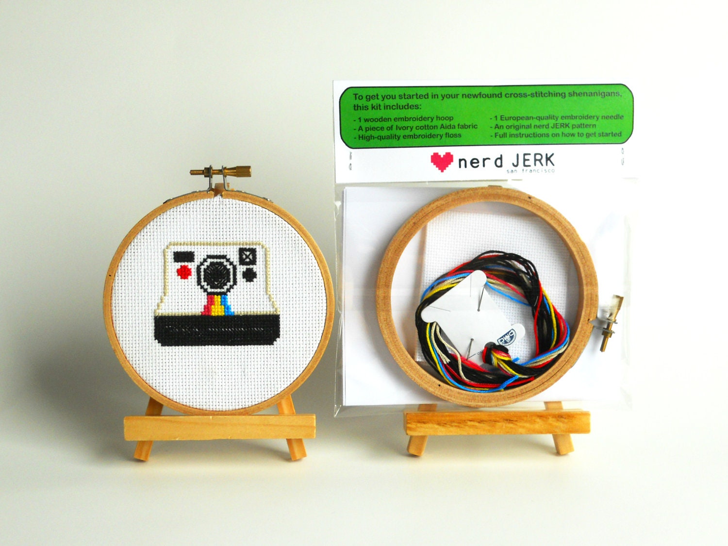 DIY Nerdy Cross-Stitch Kit - POLAROID 005- Complete with Geeky Beginner Embroidery Tutorial