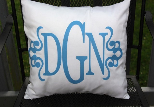 custom monogram pillow.  with custom applique.  comes in any color or design.