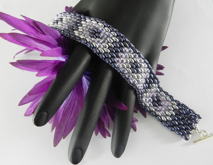 Lilac Windows Bracelet - Twin Beads Beading Pattern Tutorial