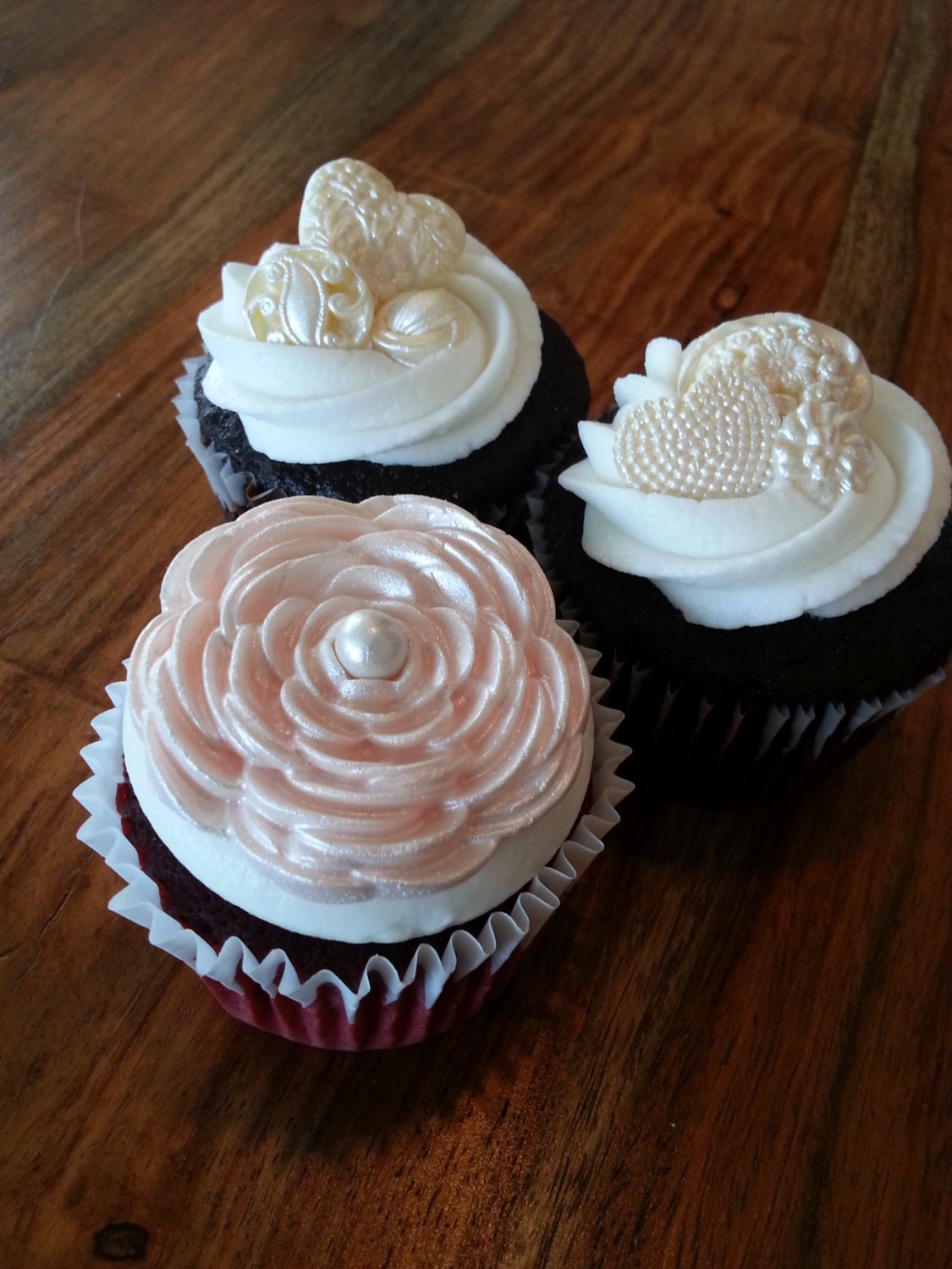 Cabbage Rose Fondant Cupcake Toppers, Cupcake Decoration, Weddings, Bridal Shower Cupcakes