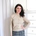 Vintage 1950's Oatmeal Fur and Acrylic Knit Cardigan / Size 38