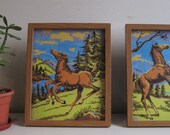 Vintage Pair of Paint by Number Equestrian Horse Portraits