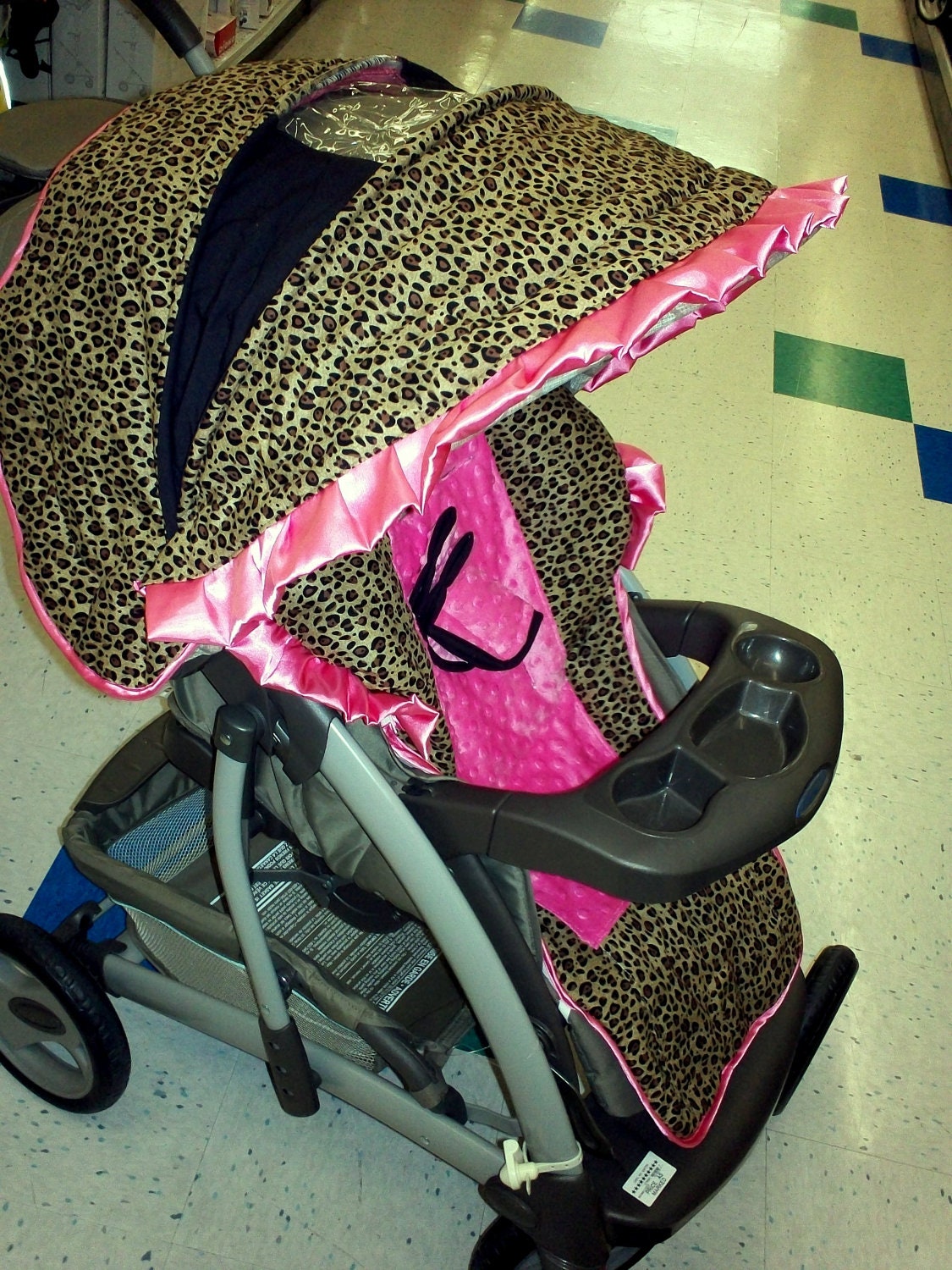 Custom Boutique Cheetah Hot Pink Graco Quattro Stroller Cover-Ready To Ship.