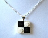 Black and White Brick Mosaic Necklace