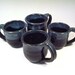 Stoneware Teacup Set in Black and Blue Drip Glaze