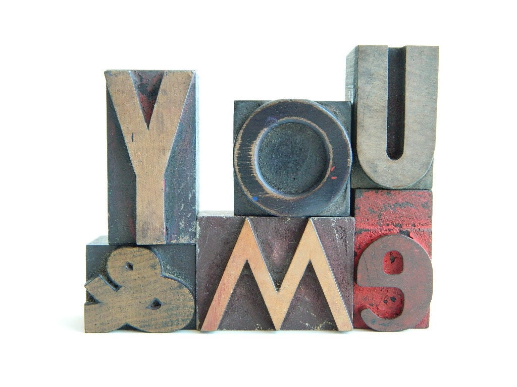 Vintage Wood Letterpress Type You and Me