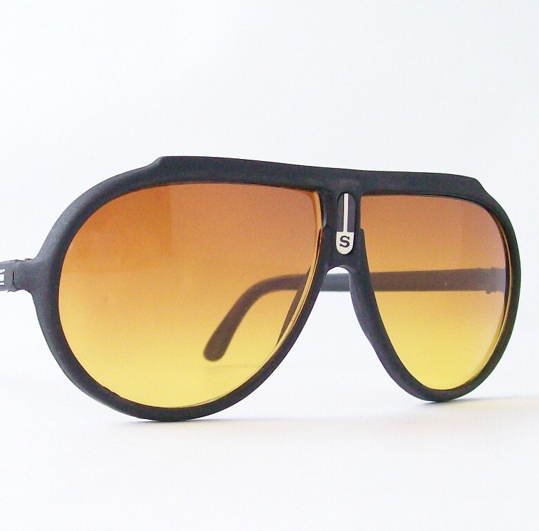 vintage aviator sunglasses blue blocker sport sun glasses eyewear amber orange yellow fade black summer driving shooting pilot