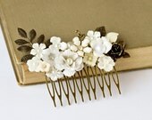 Bridal Hair Comb, Wedding Hair Accessory, Something Old Vintage Hair Comb Bridal Head Piece, Autumn Fall Shabby Chic Black Friday