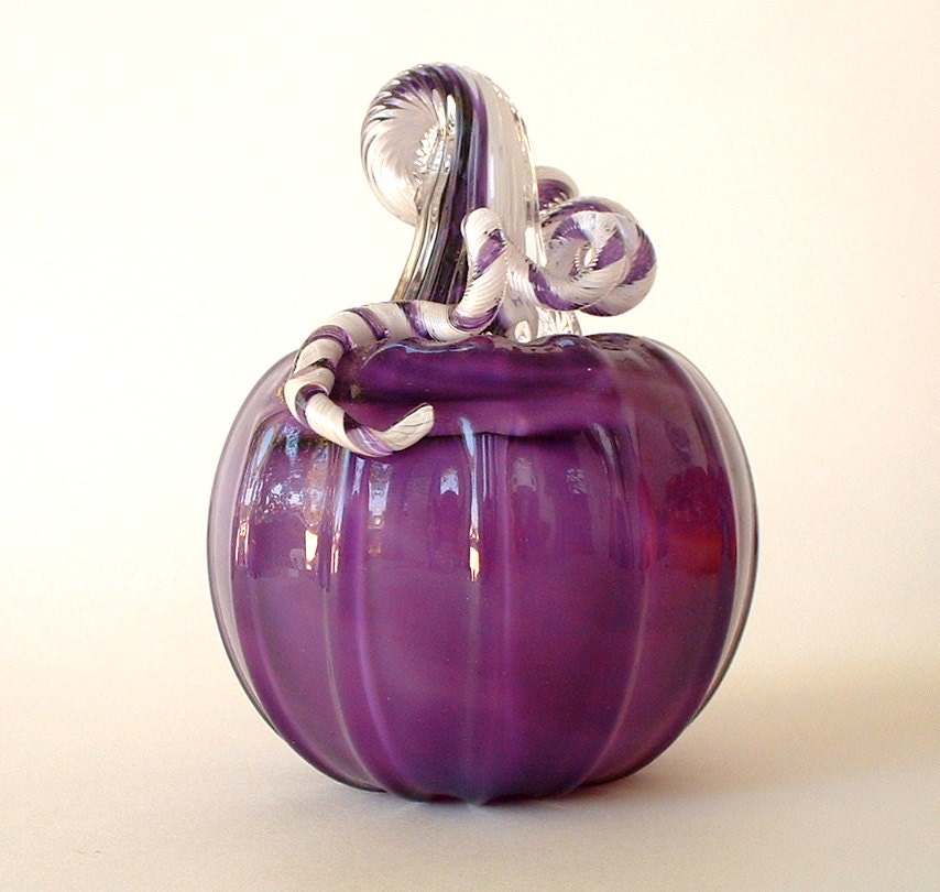Hand Blown Glass Pumpkin Purple by ajjewelrydesigns on Etsy
