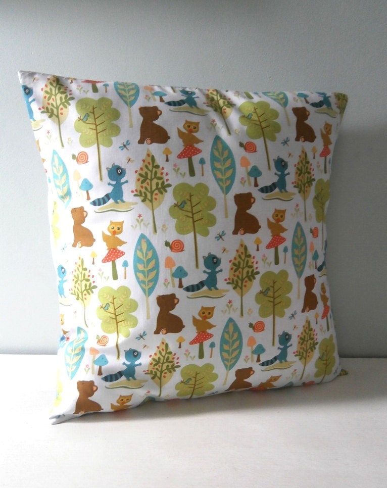 Woodland Bear Raccoon Pillow / Cushion cover