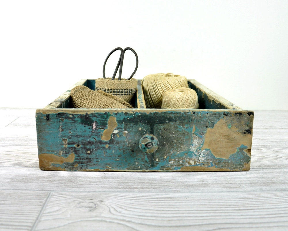 Vintage Rustic Painted Wood Drawer / Wooden Box