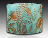 Bronze and ice blue dandelions polymer clay cuff bracelet