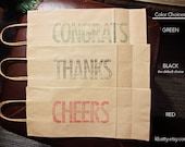 Kraft paper gift bag - for wine, olive oil, vinegar - set of 3 bags - Cheers, Thanks, Congrats - wine bag