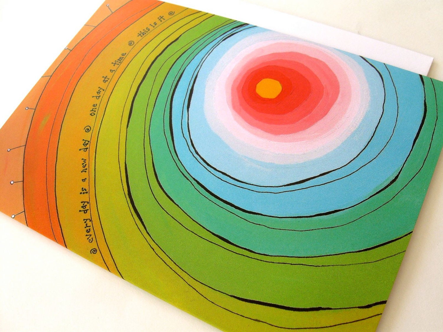 Rainbow Art Greeting Card Colorful Original Acrylic