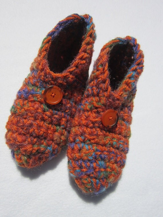 Crochet Slippers in Rust Size Small