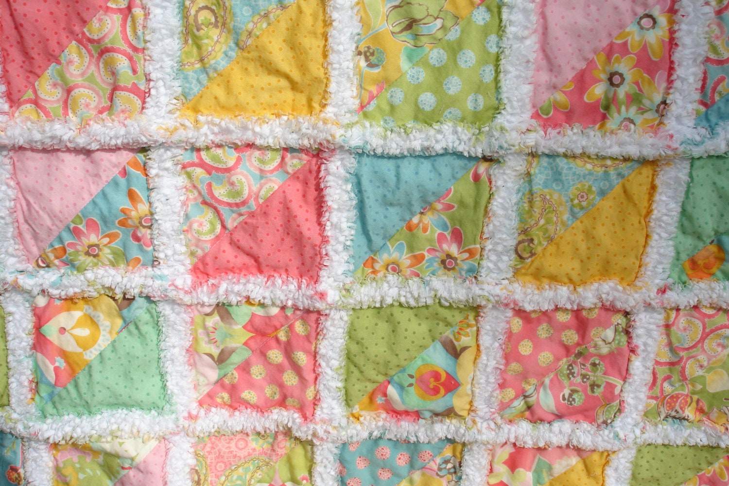 Rag Quilt - Sorbet - Baby Crib/ Stroller Size Quilt
