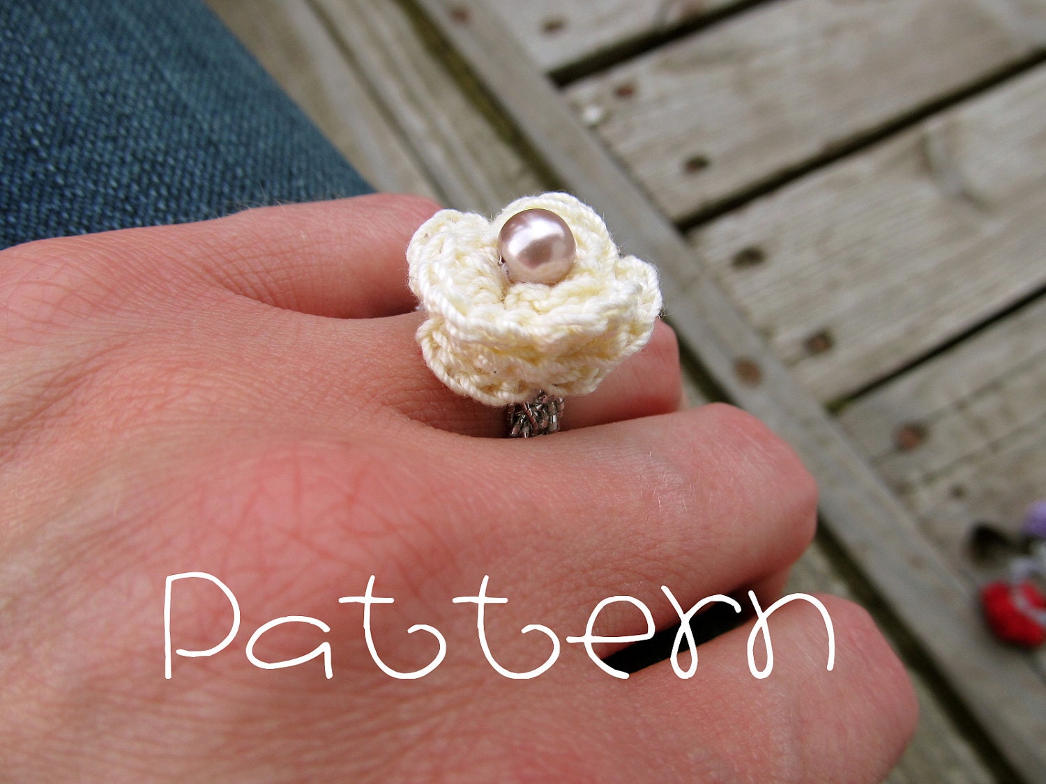 PATTERN- PDF- Lovely Rosette Ring- Crochet