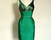Emerald Green and Gold Cocktail Wiggle Dress- Made by Dig For Victory