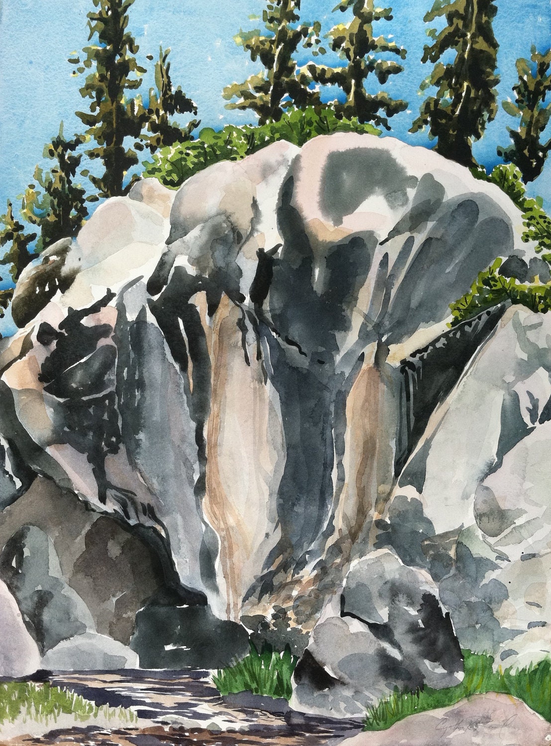 Original watercolor, New Mexico Bluff, on location