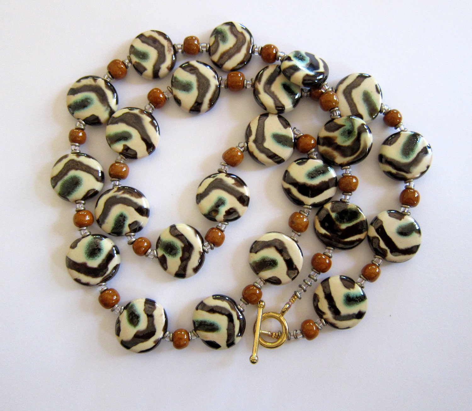 Kazuri Bead Necklace Ceramic Jewelry African by lizbriggsdesigns