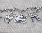 Harry Potter Marauders, Silver dog, deer, wolf, rat Silver Charm Bracelet