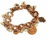 Copper Bracelet with I am at Peace / Om Charms - Charm Bracelet
