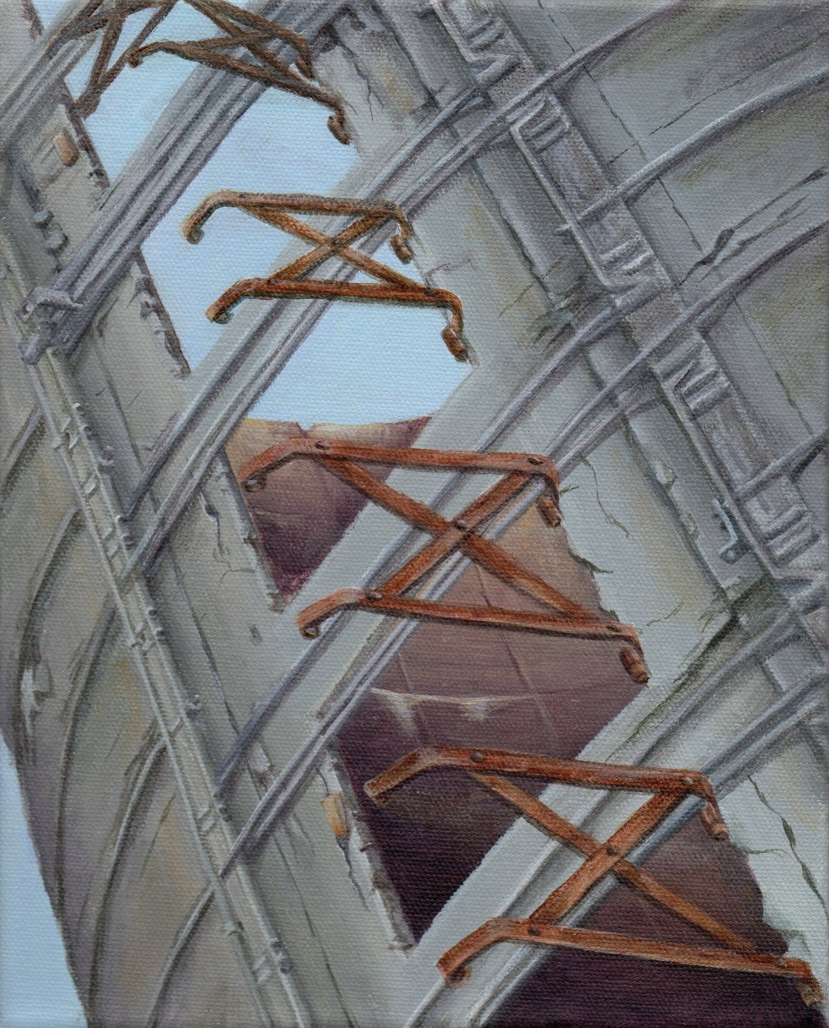 Farm Landscape Acrylic Painting of Abandoned Silo - Original Art on Canvas