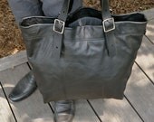 CROSBY, black leather Tote Bag