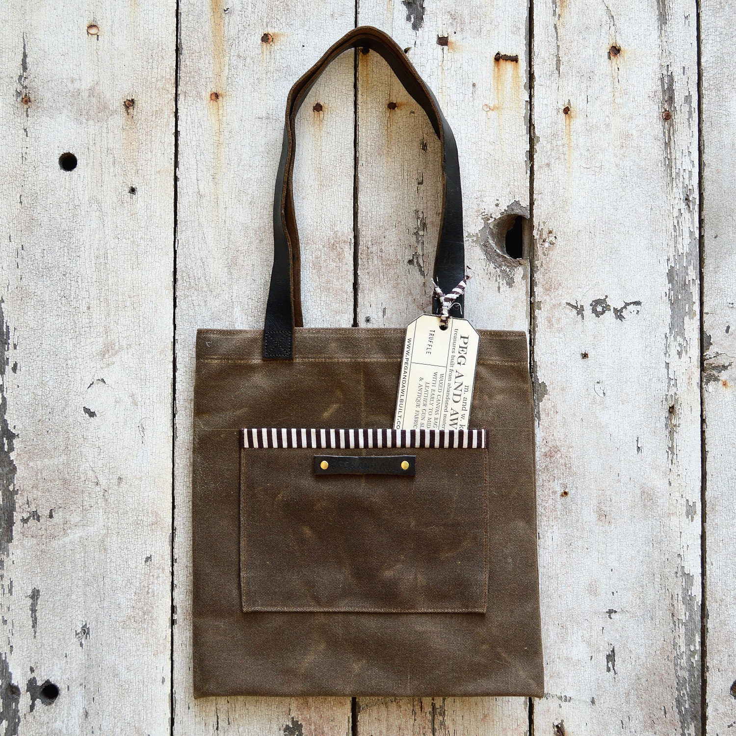 Waxed Canvas Reader: Truffle, with antique leather and fabric