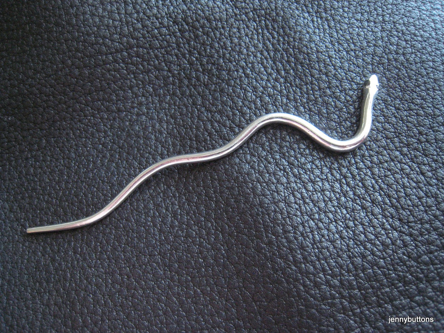 Diamond Eyes Silver Snake Shawl Pin / Shawl Stick / Hair Pin with Genuine Black Diamonds