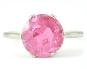 Pink stone ring platinum vintage engagement ring 3 carat tourmaline