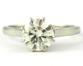 One stone diamond engagement ring 1.96 carat platinum band - Estate jewelry