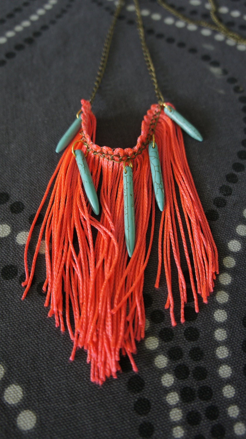Florescent Neon Fringe Necklace FREE shipping