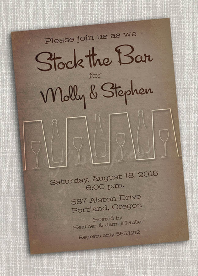 Retro Stock the Bar Printable Card - Wedding Couple Shower Housewarming Il_170x135