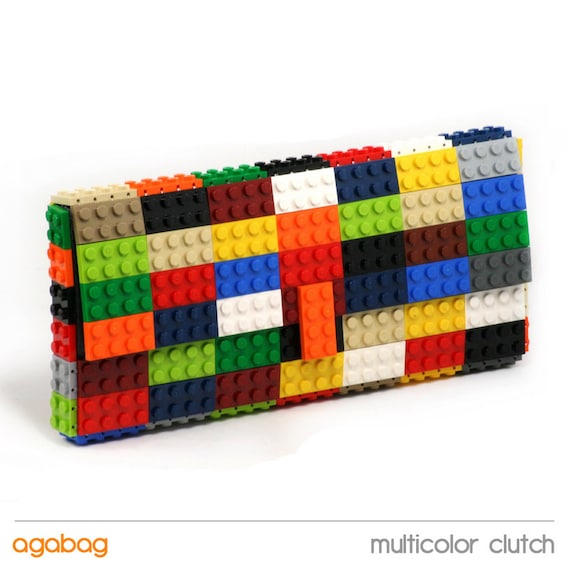 Multicolor clutch made entirely of LEGO bricks