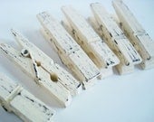 Cream & Raven (Ivory/Black) Distressed Mini Clothes Pins - Shabby Chic 6 Pack