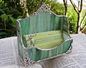 Sage and Brown Wispy Business Card Holder
