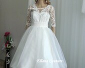 Ariel - Tea Length Wedding Dress. Vintage Inspired Design.
