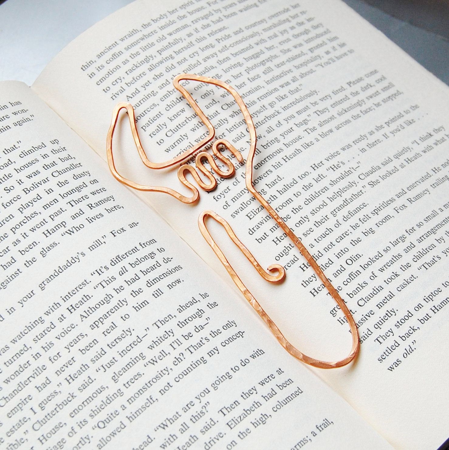 crescent wrench copper bookmark in salvaged copper hand formed hand hammered