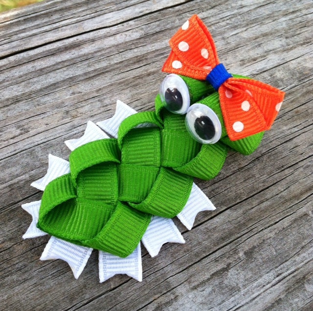 Alligator Ribbon Sculpture Hair Clip - Toddler Hair Bows - Florida Gator Hair Clip... Free Shipping Promo