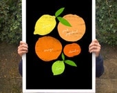 Art for kitchen Citrus Love Black Poster print  20"x27" - archival fine art giclée print