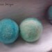 Felted All Wool Large Eco Dryer Balls--Set of 3--Blue Berry--Wool Core--OOAK