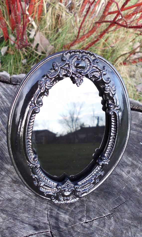 Scrying Mirror Black Mirror Ornate Vintage by WayOfTheCauldron