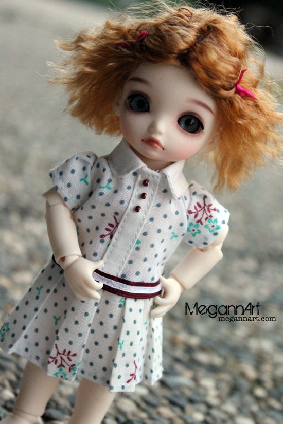 Collared Polka Dot Dress for Lati Yellow & Other Approx 16 cm Dolls