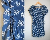 Floral Romper Vintage Shorts Grunge 90s Navy Blue Medium