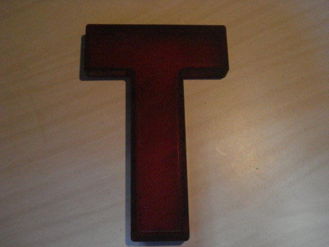 Vintage Mid Century Modern Marquee Sign Letter Red T