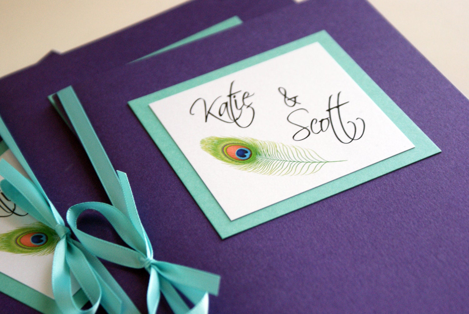 Peacock Feather Wedding Program - Customizable
