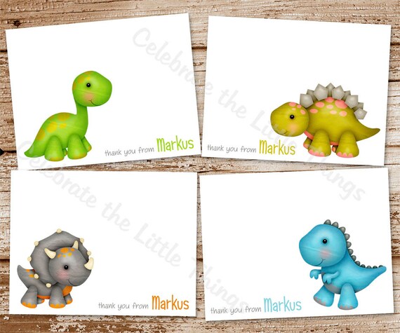 Set of 8 / Dinosaur Note Cards / Personalized Stationery / Thank You Notecards Il_570xn