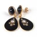 Onyx studs earrings, black post Earrings, white pearl, gold studs, black resin, sterling silver post, dangle drop